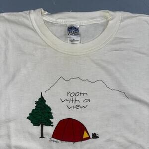 Hiking Room With A View VTG T Shirt Funny Camping Camp Hike Travel USA Y2K